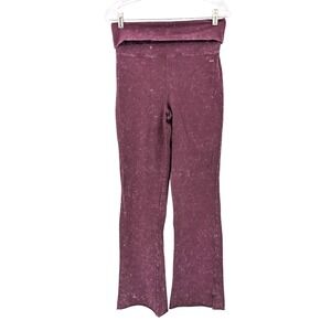 Y2K Victoria's Secret Pink Foldover Yoga Pants Burgundy Flare Leg Size L